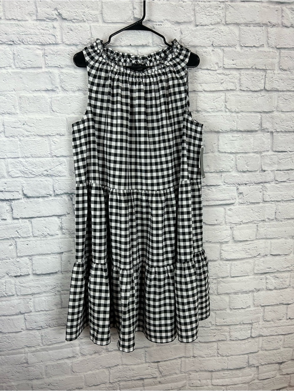 Lane Bryant Gingham Tiered Midi Dress 18/20 Black White NWT Cottagecore